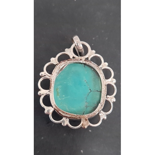 607 - 925 silver pendant with turquoise stone.