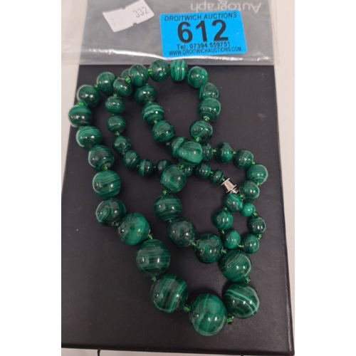 612 - Malachite beaded necklace. 50cm