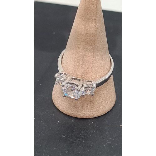 621 - 925 Silver clearstone ring. Size P