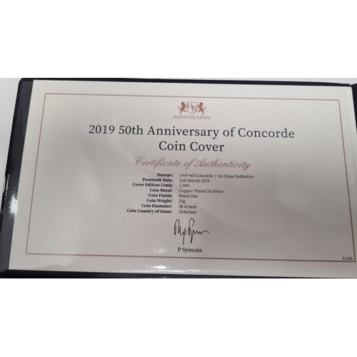 630 - Harrington and  Byrne 2019 50th anniversary concord coin cover. Dated 1969 - 2019. Copper plated in ... 