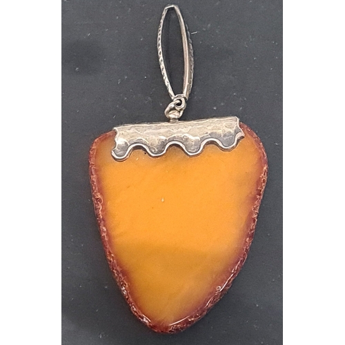 634 - 925 silver large orange agate stone pendant