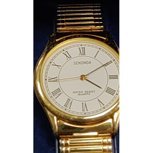 647 - Sekonda gents watch in box gold tone