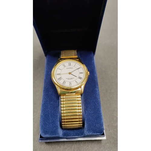 647 - Sekonda gents watch in box gold tone