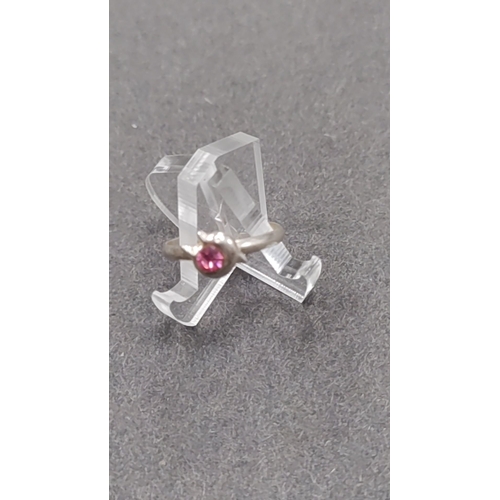 658 - 925 silver childs adjustable ring pink stone  dolphin design