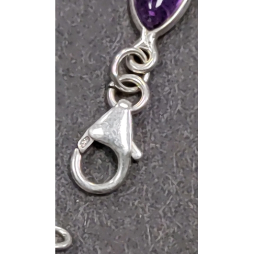 659 - Purple stone bracelet in 925 silver 16cm long