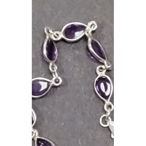 659 - Purple stone bracelet in 925 silver 16cm long