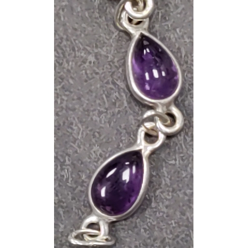 659 - Purple stone bracelet in 925 silver 16cm long