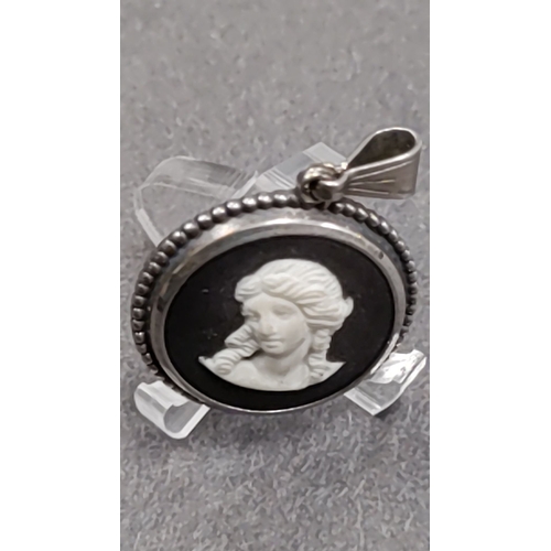 662 - Black Wedgewood Jasperware 925 silver pendant