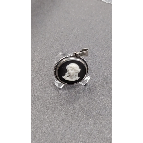 662 - Black Wedgewood Jasperware 925 silver pendant