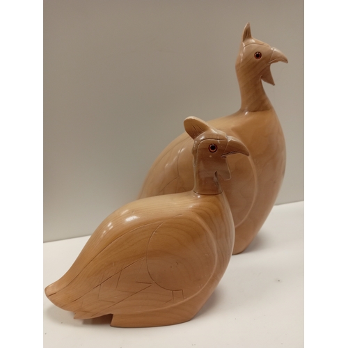 3 - Hand carved limited edition 1 & 2 out of 2000 African carvers Guinea fowl