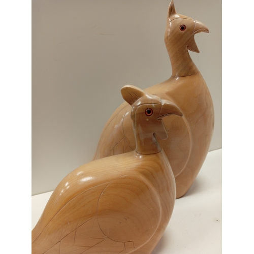 3 - Hand carved limited edition 1 & 2 out of 2000 African carvers Guinea fowl