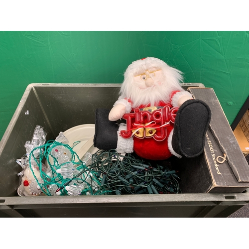 7 - Job lot of Christmas items and Ronson hairdryer AF, including Christmas lights and Santa. Etc.