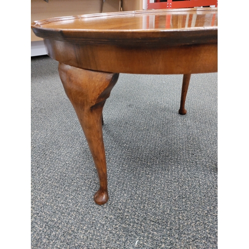 39 - Antique walnut oak round coffee table H 41cm x W 60cm across