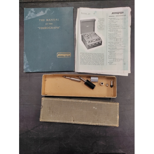 51 - 1950s Ferrograph Model 3A/NH Carry case. Includes original manual, tapes, jack plugs and accessories... 