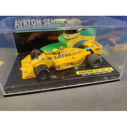 53 - Ayrton Senna Racing Cars Collection 16 total 1:43 scale cars and certificate Minichamps LANG