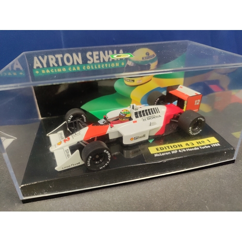 53 - Ayrton Senna Racing Cars Collection 16 total 1:43 scale cars and certificate Minichamps LANG