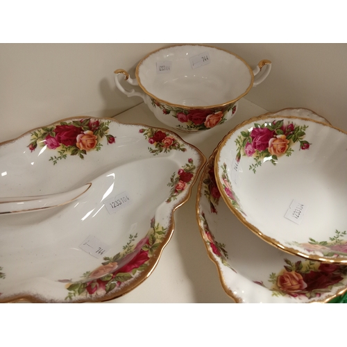 68 - Royal Albert 'old country roses' dinner plates six in total and service ware