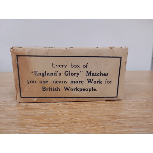 110 - A Sealed box of England's Glory Moreland Gloucester plywood Matches from WW2. WWii world war two era... 