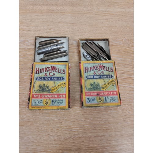 122 - Two boxes of HinksWells & Co pen nib boxes with nibs included. No 3 Unwanta pen and No 1 Unwanta pen