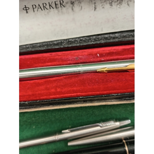 123 - Job lot of Parker pens and one unmarked pen