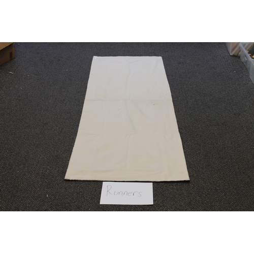 135 - Kashmir hand stitched natural dye runner rug known as silk. APX 297cm x 77cm