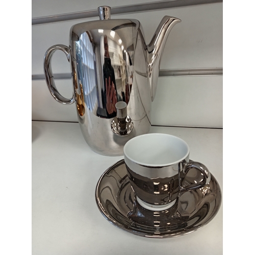 362 - Royal Worcester true porcelain silver lustre ware coffee pot, cup and saucer