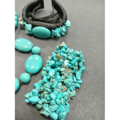 7 - Four turquoise stone vintage bracelets