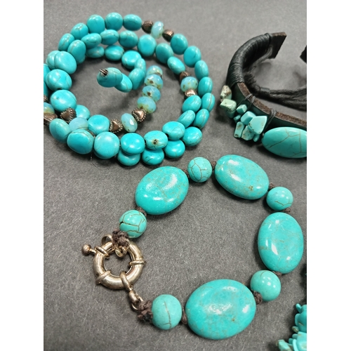 7 - Four turquoise stone vintage bracelets