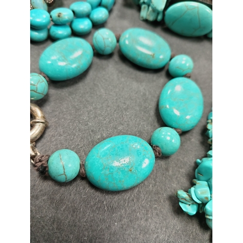 7 - Four turquoise stone vintage bracelets