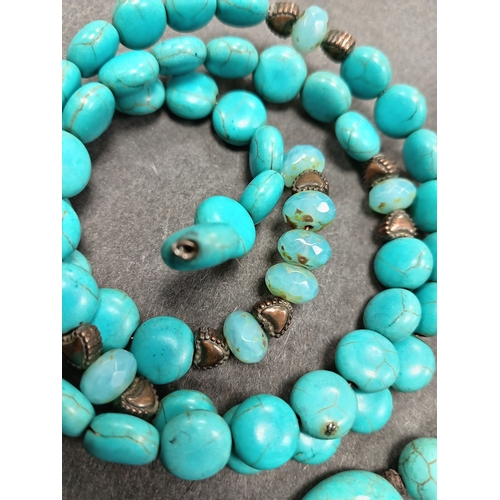 7 - Four turquoise stone vintage bracelets