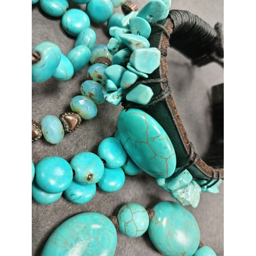 7 - Four turquoise stone vintage bracelets