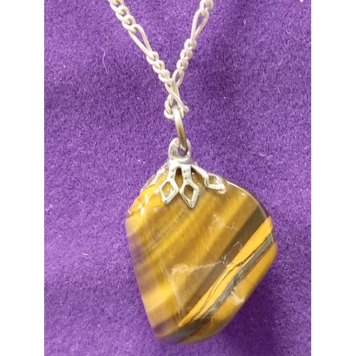 10 - Tiger eye gemstone on 925 silver 50cm chain