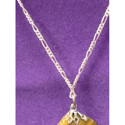 10 - Tiger eye gemstone on 925 silver 50cm chain