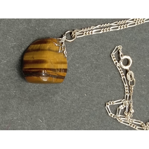 10 - Tiger eye gemstone on 925 silver 50cm chain