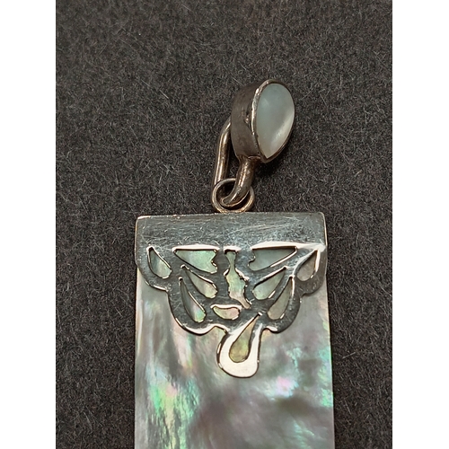 12 - Mother of pearl and 925 silver pendant 5.5cm x 2cm