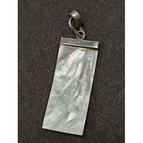 12 - Mother of pearl and 925 silver pendant 5.5cm x 2cm