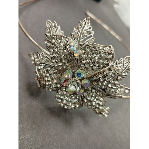 14 - Vintage large diamanté flower on hairband