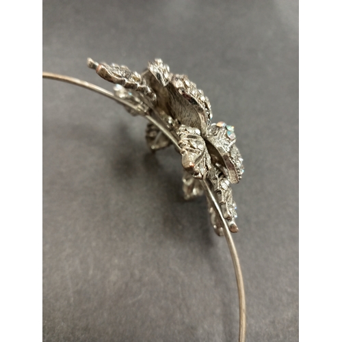 14 - Vintage large diamanté flower on hairband