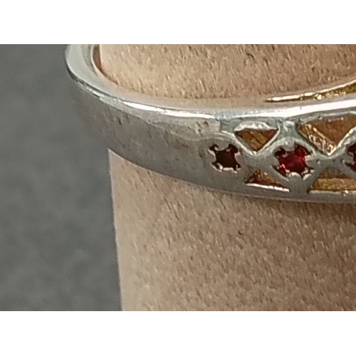 33 - Red gemstone 925 silver ring size N