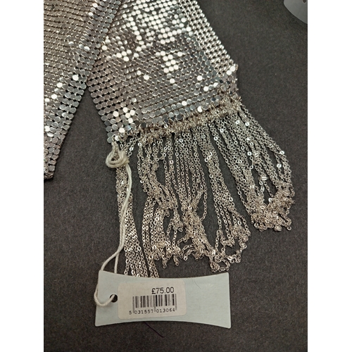 41 - Vintage white metal sequin mesh scarf 100cm long