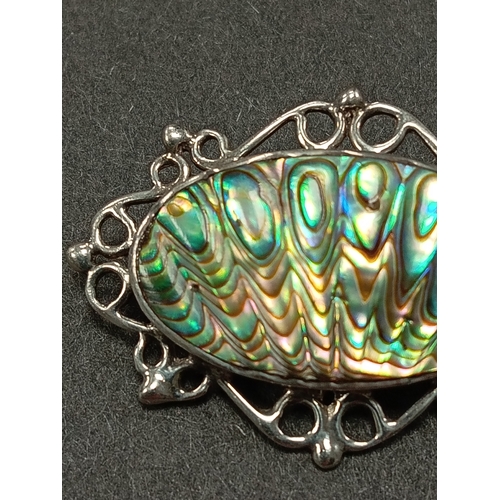 52 - Marked silver Abalone shell brooch