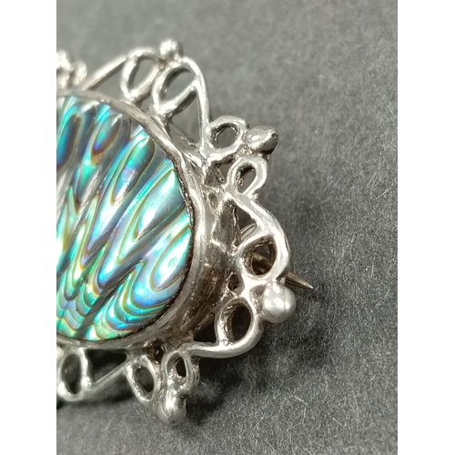 52 - Marked silver Abalone shell brooch