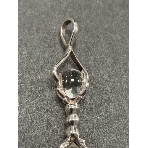 59 - 925 silver quartz crystal and crystal ball pendant L 5.5cm