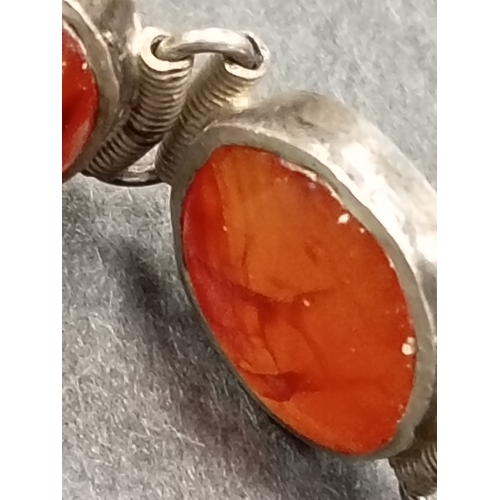 66 - White metal and carnelian stone bracelet A/F