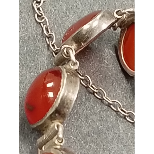 66 - White metal and carnelian stone bracelet A/F