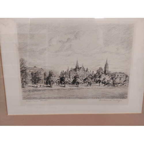 75 - Framed pencil drawing of a college sign Wallace Hesten