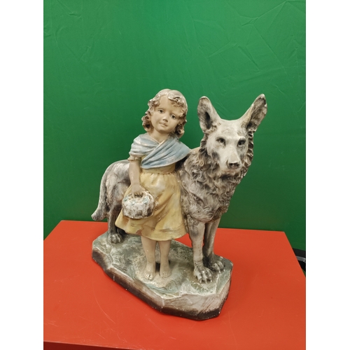 76 - A pair of chaulkware plaster dogs one with good companions plaque, OP.398. RD.825322. The one withou... 