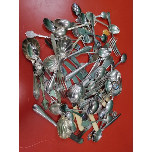 77 - A job lot of silver plate cutlery, including a royale county country meadow silver plated and porcel... 