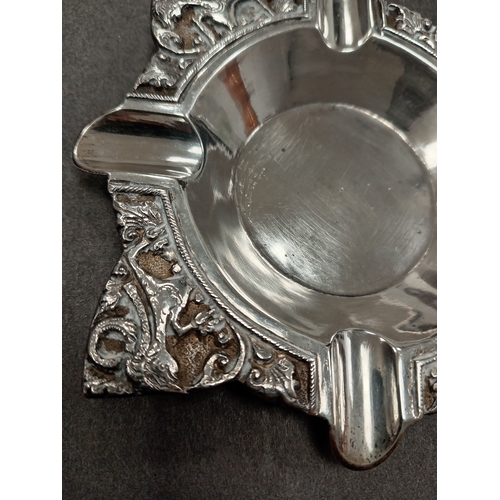 100 - 800 silver ornate detailed ashtray weight 52.63 grams