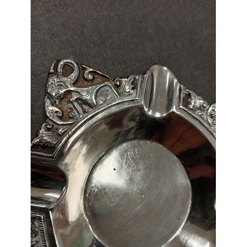 100 - 800 silver ornate detailed ashtray weight 52.63 grams